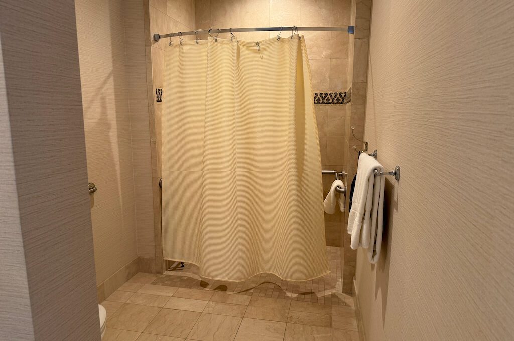 Accessible hotel bathroom shower