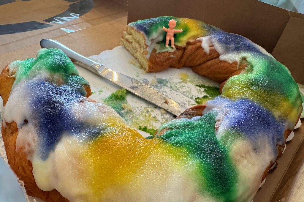 Traditional king cake with baby