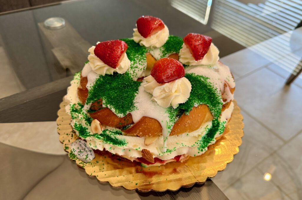 Strawberries and cream king cake