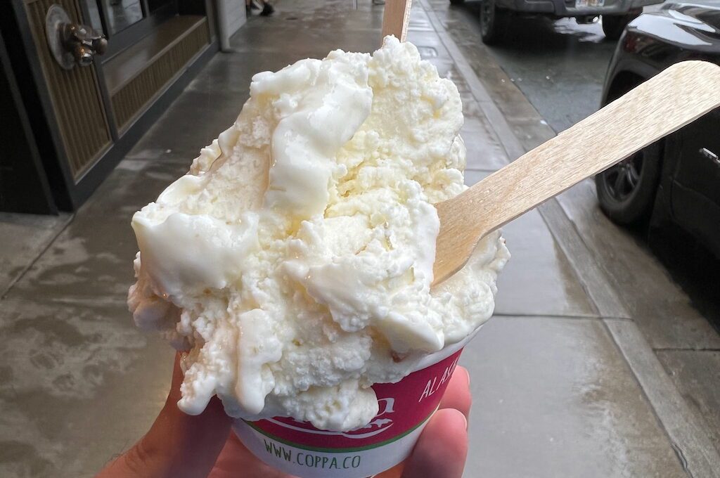 Ice cream cup at Coppa Ice cream Juneau