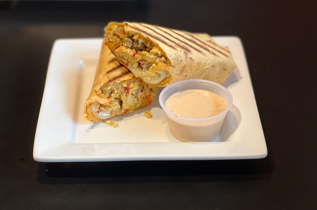 Breakfast burrito at Heritage Coffee Roasting Co Juneau
