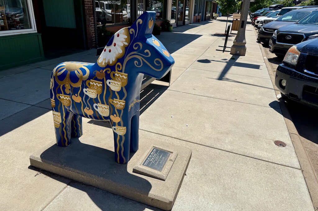 Blue and gold dala horse Lindsborg, Kansas