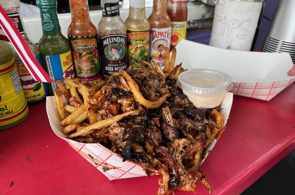 French fries and pulled pork bbq at Pucker Wilson's Juneau
