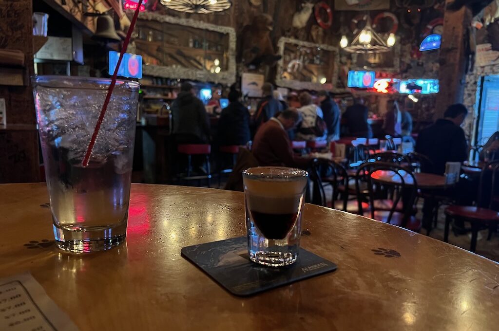 Water and Duck fart shot at Red Dog Saloon Juneau