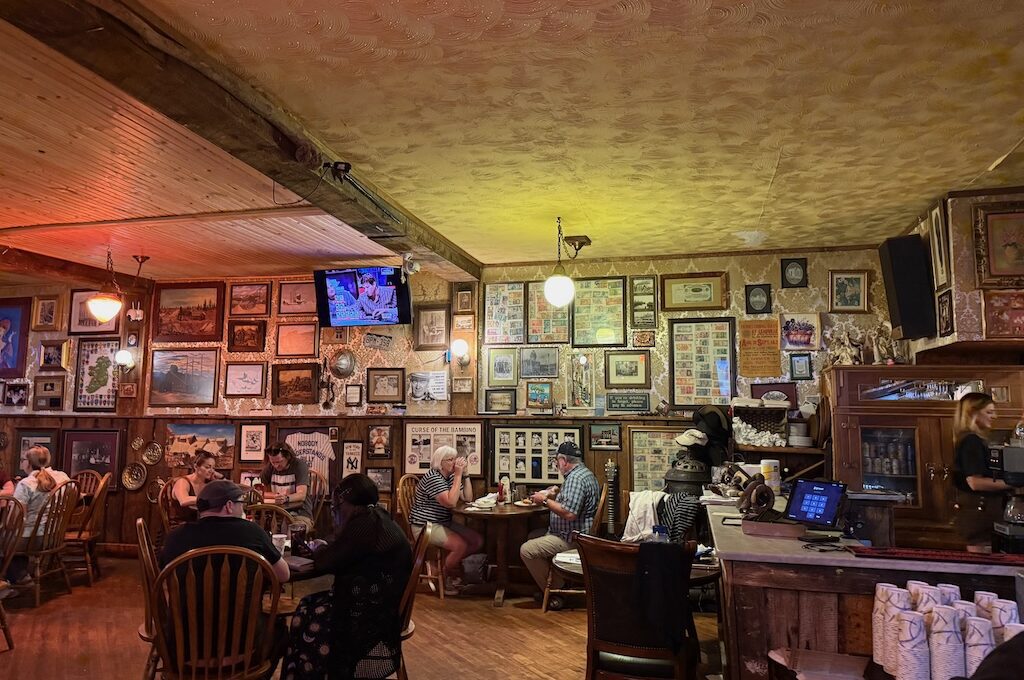 Interior dining room with different items on the wall