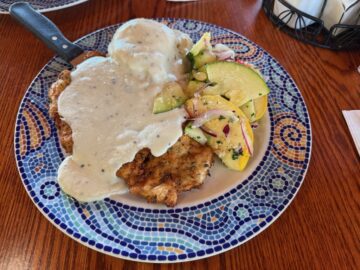 Chicken Fried Chicken gravy mashed potatoes and vegetables