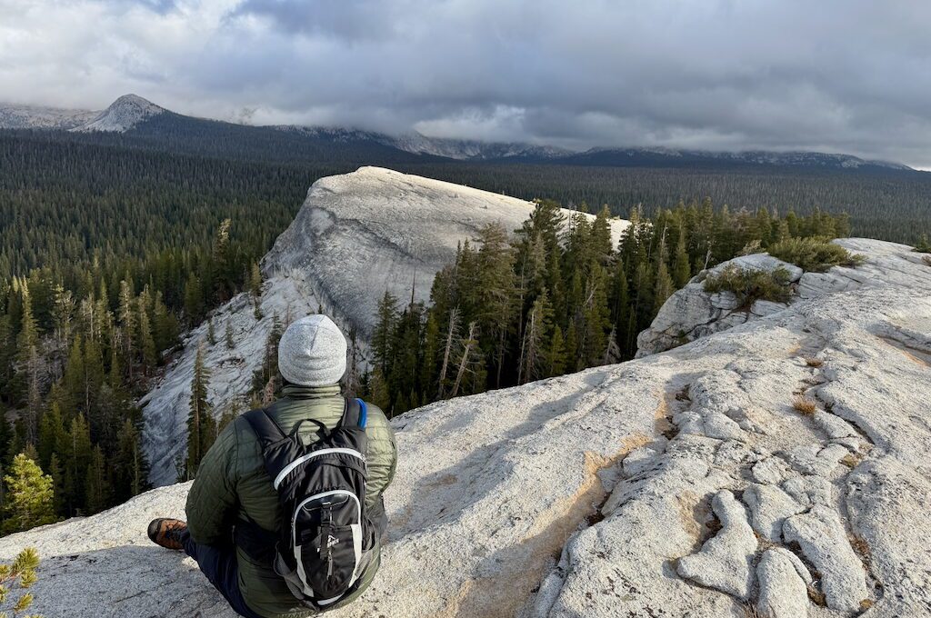 Man looking out at view