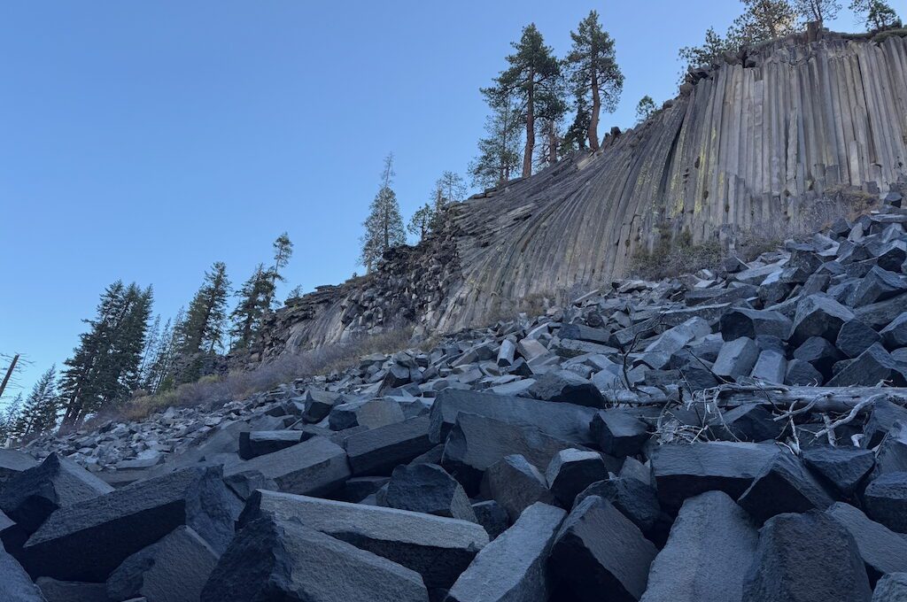 Looking up at Devils Postpile
